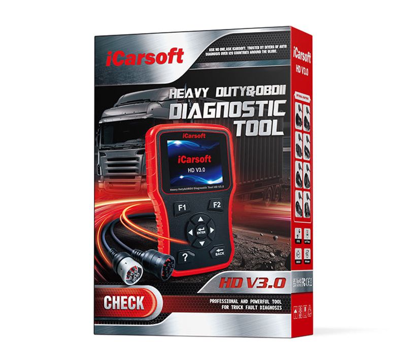 iCarsoft HD V3.0 Diagnosverktyg för Lastbil – OBD2 Felkodsläsare med Full Systemdiagnostik SAE J1939/J1708