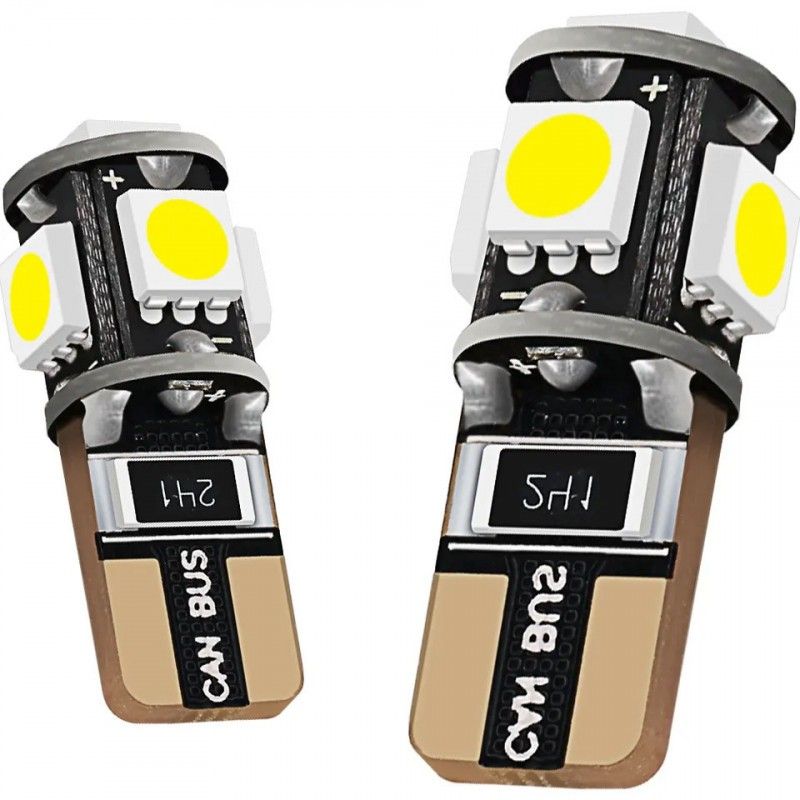 Led diod lampa T10 W5W 5 st 5050 SMD dioder canbus 2-pack