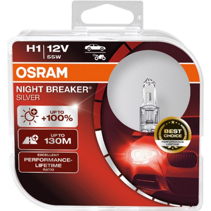 H1 12V 55W night breaker silver 2-pack