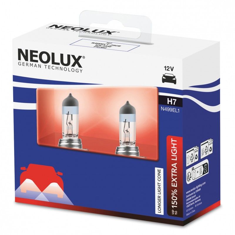 H7 halogenlampor 55W Neolux Extra Light +150%