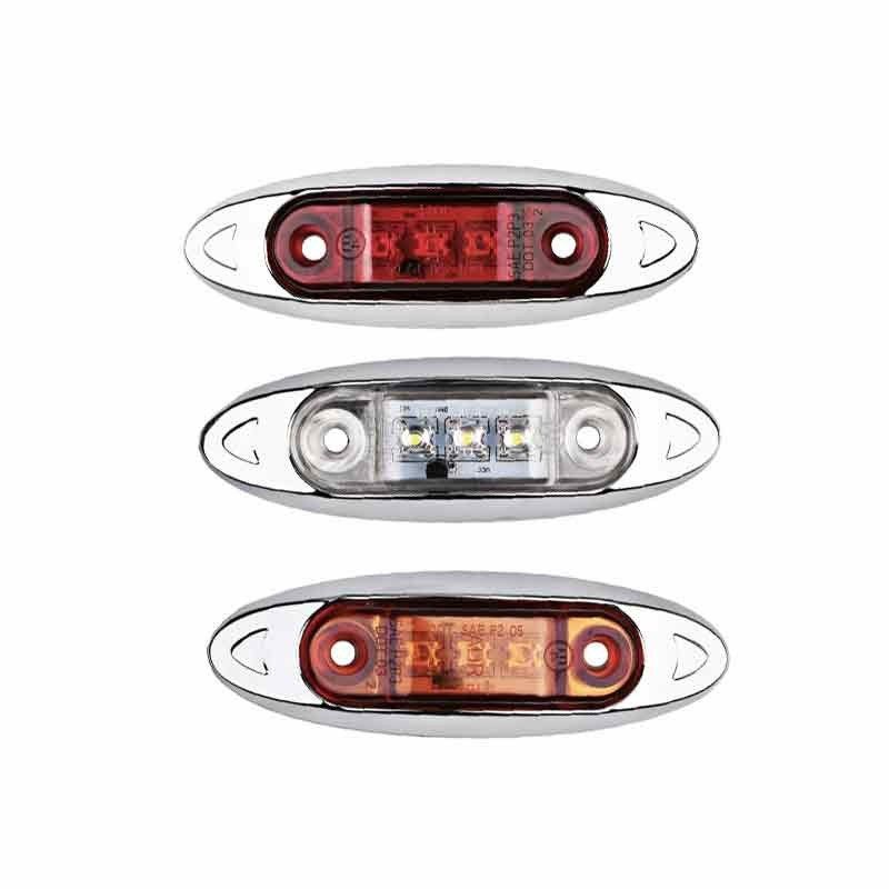 Sidomarkeringsljus 3 led kromsarg 2-pack