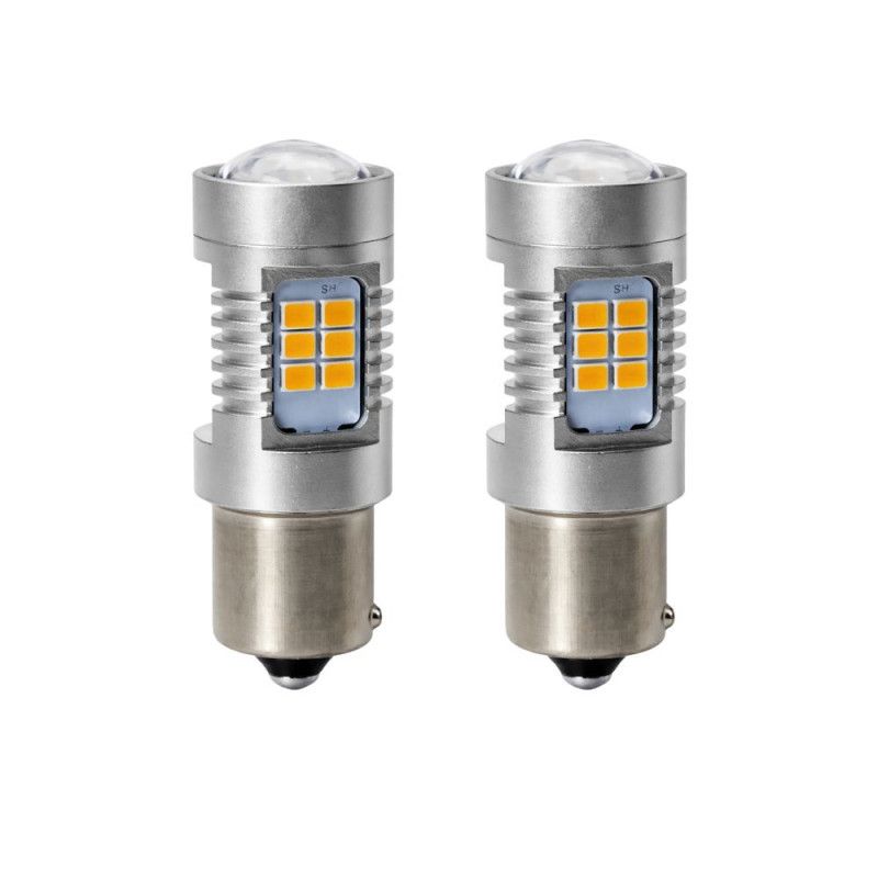 Bau15s blinkerslampa Led med canbus Amber 2-pack
