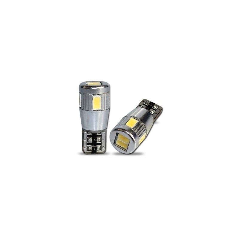 Led diod lampa T10 W5W 6st 5630 SMD Xenonvit Canbus