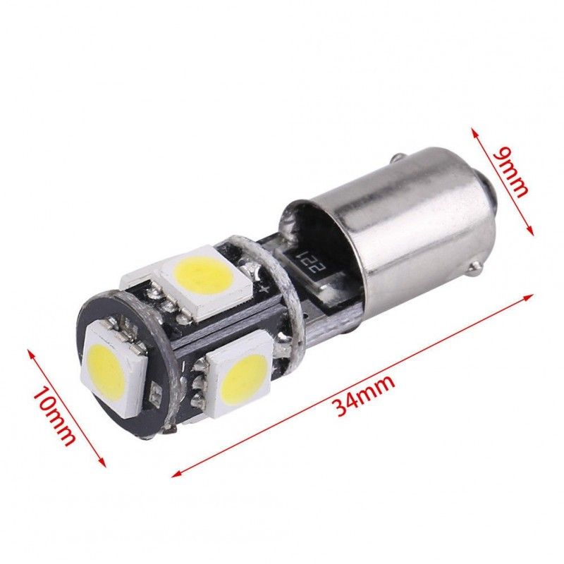 Led diodlampa BA9s H4W 5 SMD Canbus Xenonvit