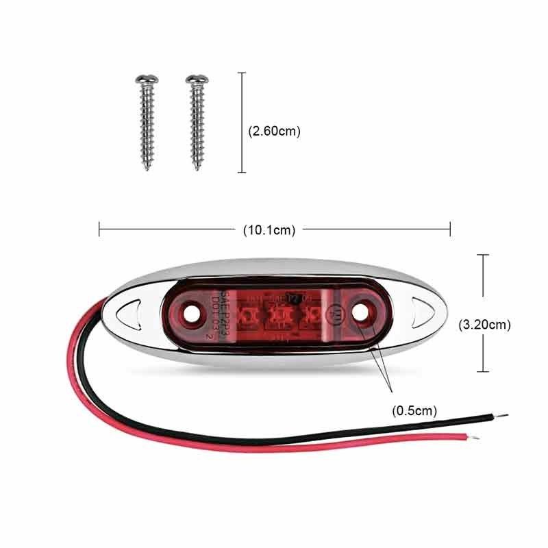 Sidomarkeringsljus 3 led kromsarg 2-pack