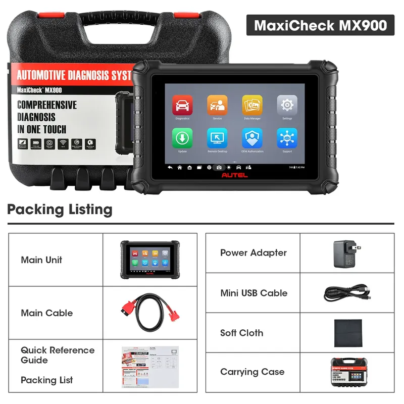 Autel MaxiCheck MX900 OBD2 Diagnosverktyg – Full Systemdiagnostik, Active Tests & 40+ Servicefunktioner
