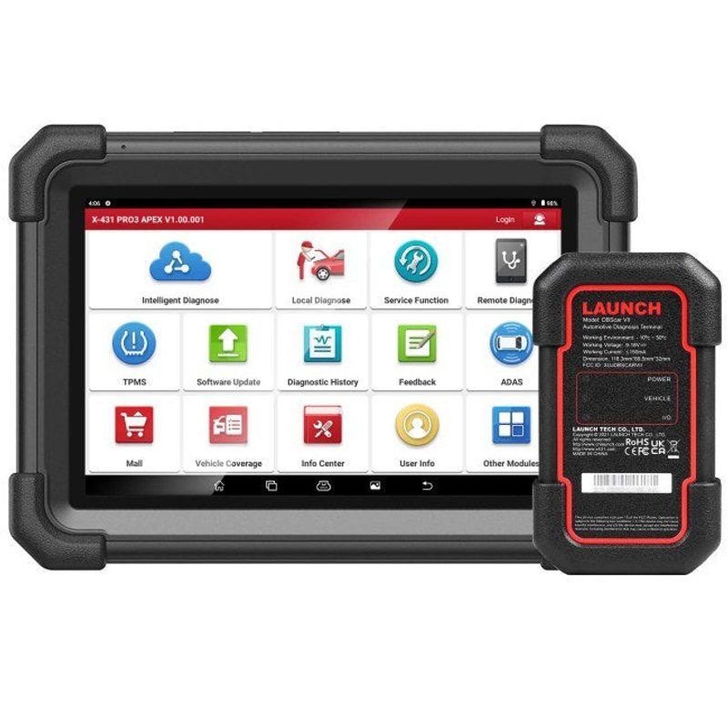 Launch X431 PRO3 APEX 10,1” – Professionellt OBD2-diagnosverktyg med ECU-kodning, dubbelriktad styrning, 37+ servicefunktioner, CAN FD och DoIP