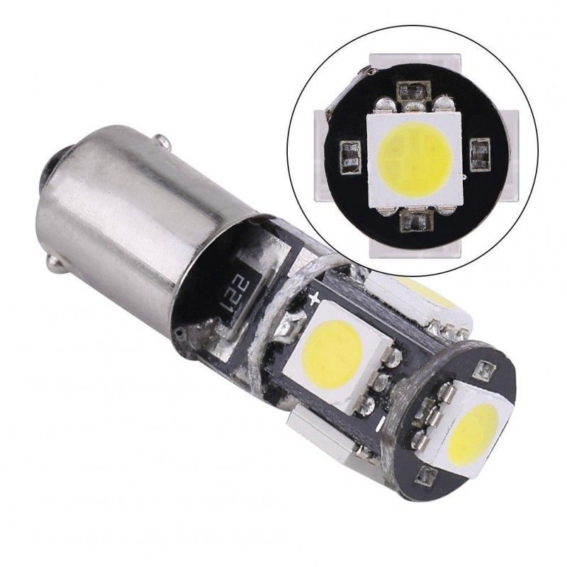 Led diodlampa BA9s H4W 5 SMD Canbus Xenonvit