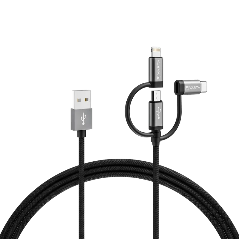 Varta Latausjohto 3in1 USB A till USB C/Micro/Lightning