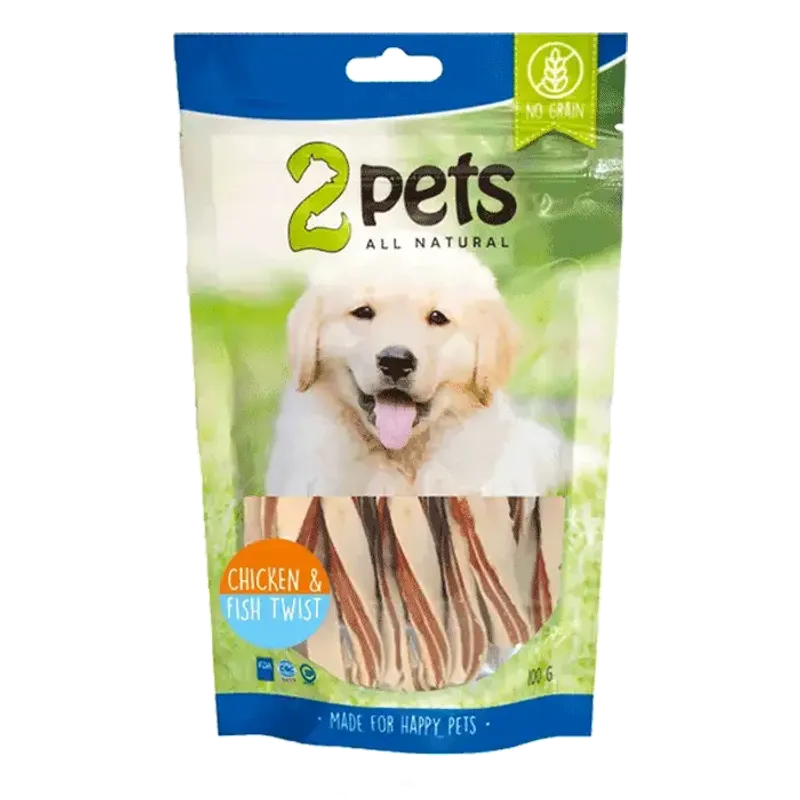 2pets Dogsnack Chicken&Fish Twist 100 g