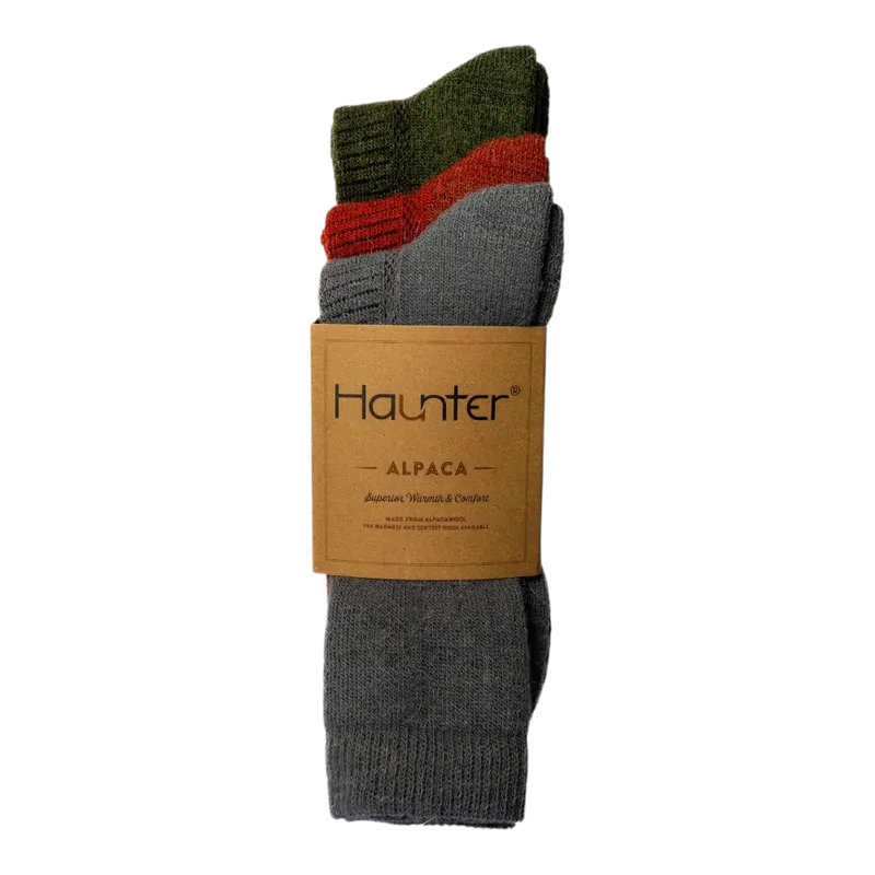 Haunter Alpaca Socks 3-pack Grå, Roströd, Grön