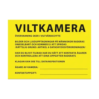 Varningsskylt Viltkamera/Åtelkamera