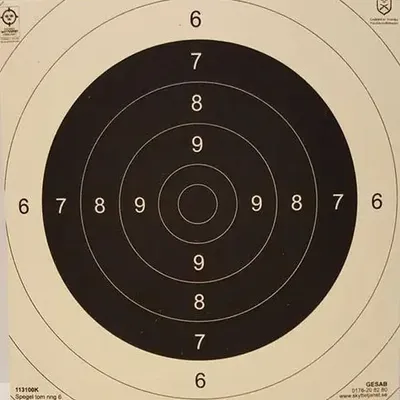 Måltavla spegel 6 ringad papp