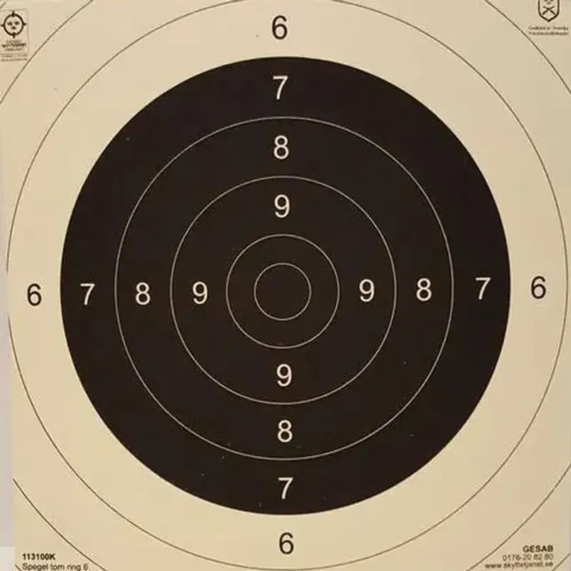 Måltavla spegel 6 ringad papp