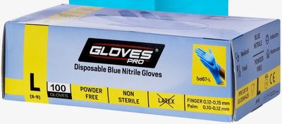 GlovesPro Engångs nitrilhandske 100pack puderfri blå 5867