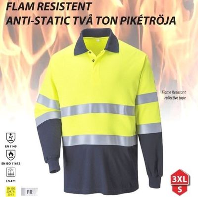 Portwest FR74 Flamresistent Antistatisk Långärmad Pikétröja