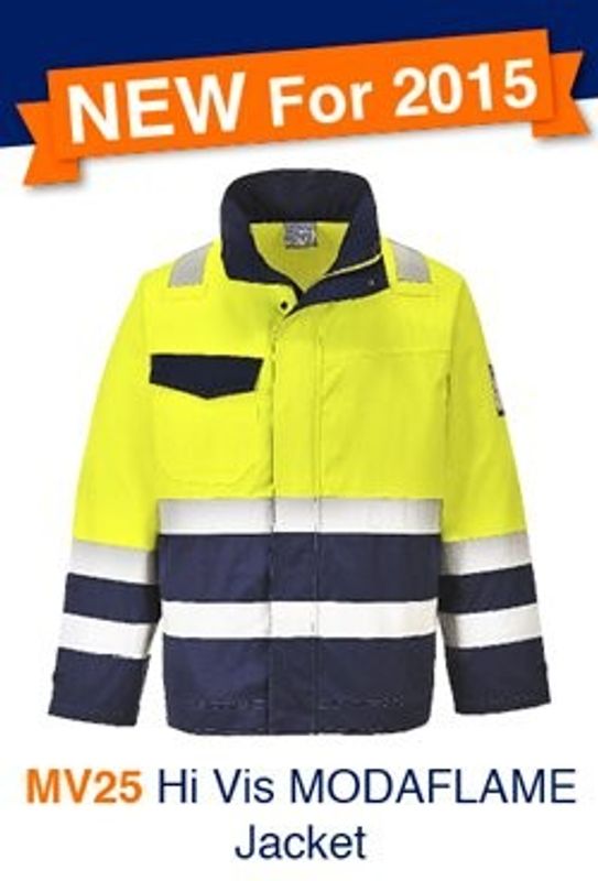 Portwest MV25 Flam Resistent HiVis Jacka Gul/Marin