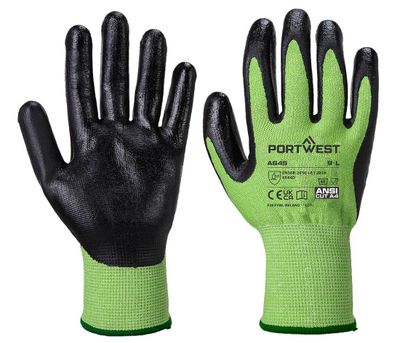 Skärskyddshandske Green nivå D nitril foam livsmedelgodkänd A645