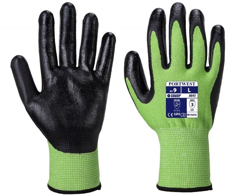 Portwest A645 Green Cut 5 Skärskyddshandske foamad nitril