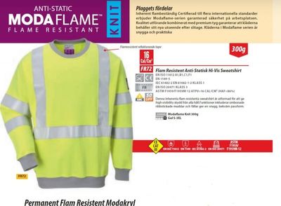 Portwest FR72 Flamresistent Antistatisk HiVis Sweatshirt