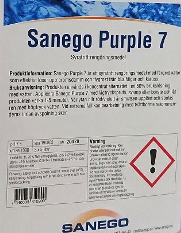 Sanego Purple 7 Neutral syrafri flygrost tågrost broms & fälgrengöring