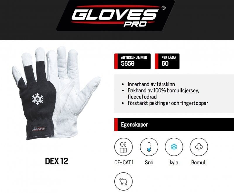 Gloves Pro Getskinnhandske DEX 12 vinter 5659