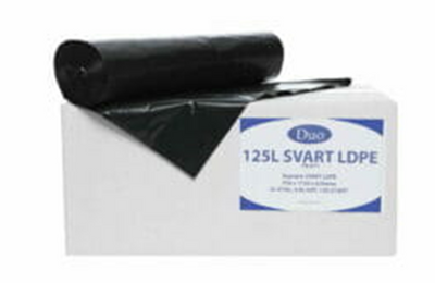 Sopsäck 125 liter Svart 40my