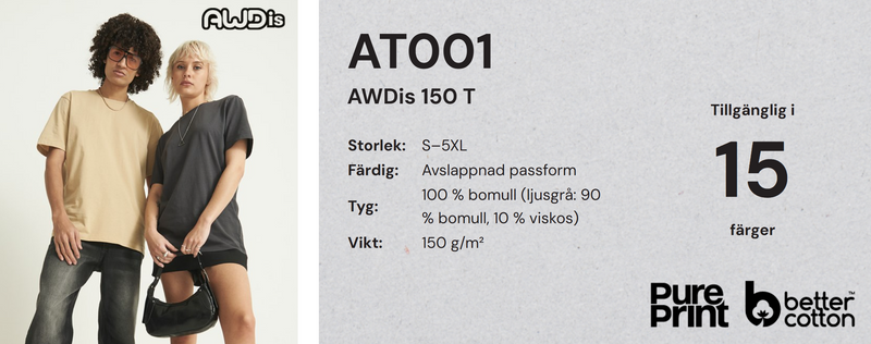 AWDis 150 Tshirt 100% bomull AT001