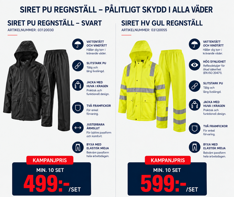 Regnställ Jacka & byxa varsel klass3 3120055