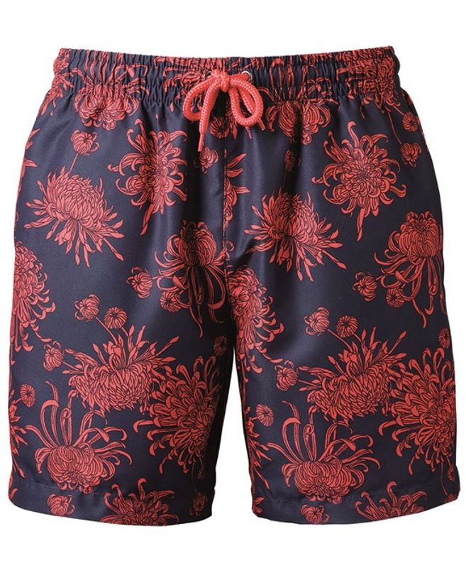 Navy/Coral Print