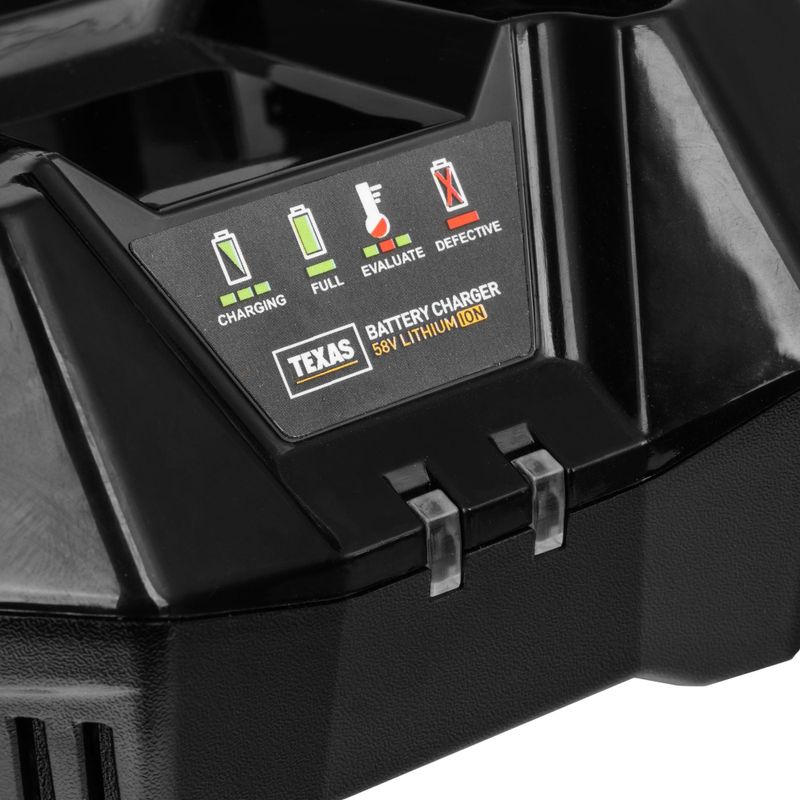 Snabbladdare laddar alla batterier i TEXAS 58Volt batteriserie