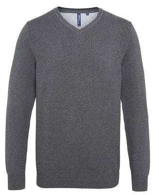 Herrtröja stickad v-ringning bomull AQ042