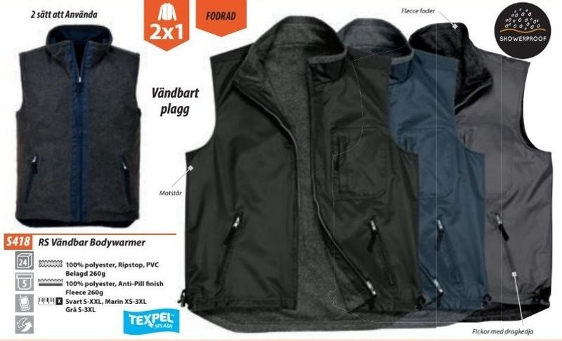 Portwest S418 RS Bodywarmer väst vändbar