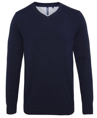 Herrtröja stickad v-ringning bomull AQ042