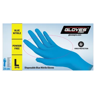 GlovesPro Engångs nitrilhandske 100pack puderfri blå 5867