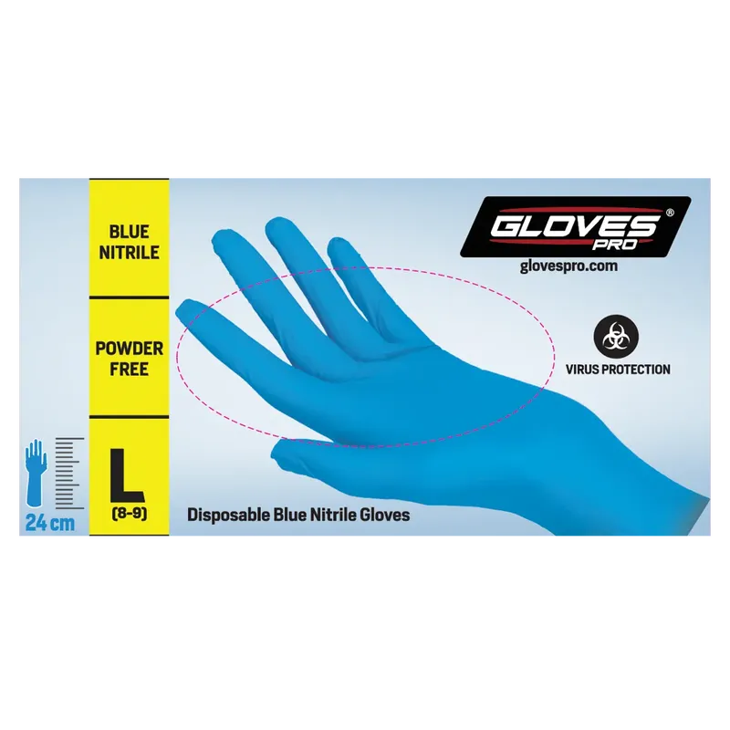 GlovesPro Engångs nitrilhandske 100pack puderfri blå 5867
