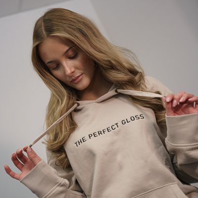 Hoodie The Perfect Gloss Beige | Svart brodyr