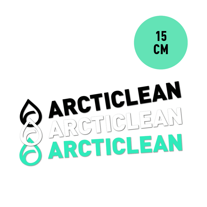 Arcticlean - Sticker utskuren vit/svart, 15 cm