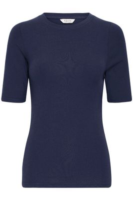 Mörkblå kortärmad baströja i bomullsmodal