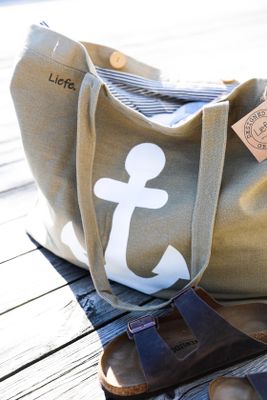 Handgjord stor väska med ankare