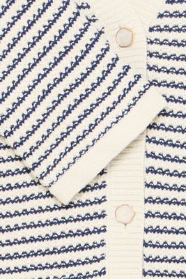 Randig bomullskofta i skärgårdsblått