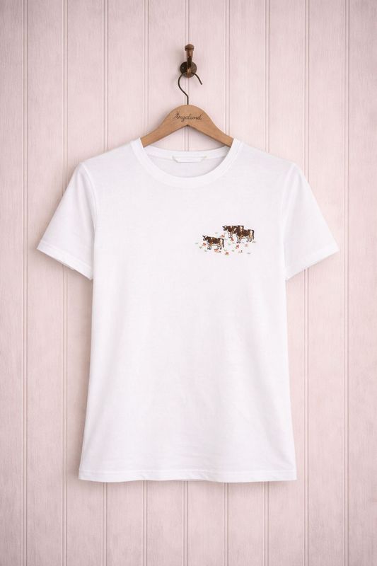 Vit t-shirt med broderade kor