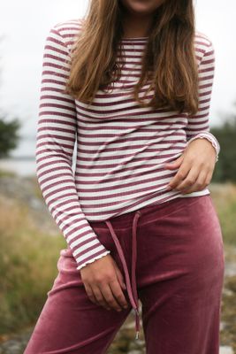 Randig top offwhite och mörkrosa