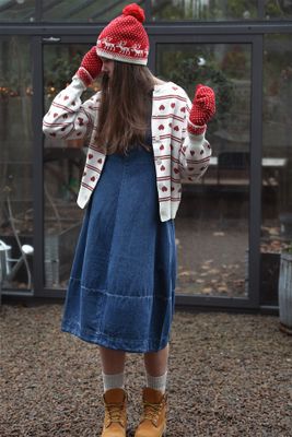 Söt jeansklänning i lantlig stil blå