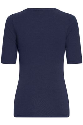 Mörkblå kortärmad baströja i bomullsmodal