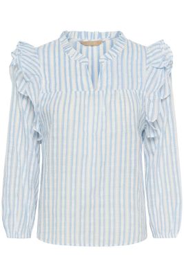 Ljusblå randig blus i mjuk bomull