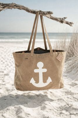 Handgjord stor väska med ankare