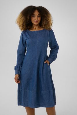 Söt jeansklänning i lantlig stil blå