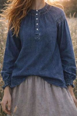 Blå jeansskjorta i mjuk denim