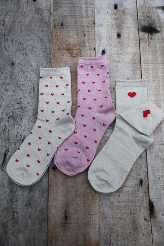 3 - pack strumpor med hjärtan